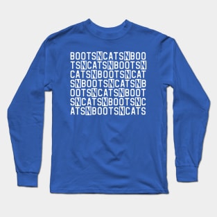 Boots n cats: Say it quickly and voila! you're a beatboxer (white letters with cut outs) Long Sleeve T-Shirt